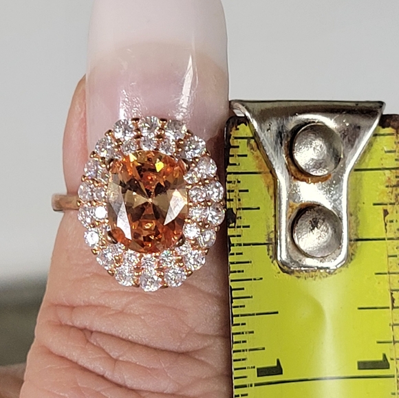 Sterling Silver Rose Gold Plated Halo Morganite Cocktail Ring 7 - Picture 3 of 10